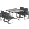 Outsunny 4-Seater Garden Dining Set, Rattan Outdoor Furniture with Space-Saving Chairs and Thick Cushions for Patio Balcony Black