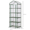 Outsunny 5 Tier Mini Greenhouse, Small Walk-in Greenhouse with Reinforced Plastic Cover, Garden Grow House with Roll Up Door and Shelves, 69 x 49 x 193cm, Green