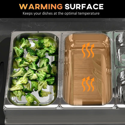 HOMCOM 4 Tray Electric Food Warmer Buffet Server with Warming Plate, Cool Touch Handles, Adjustable Temperature, 300W, 2 x 2.4L and 2 x 1L Pans