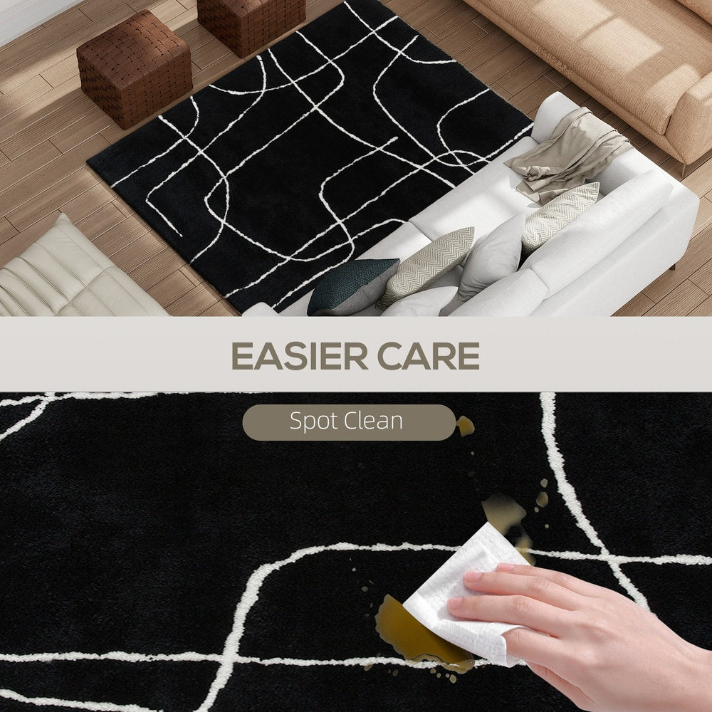 HOMCOM Modern Fluffy Area Rug in Black