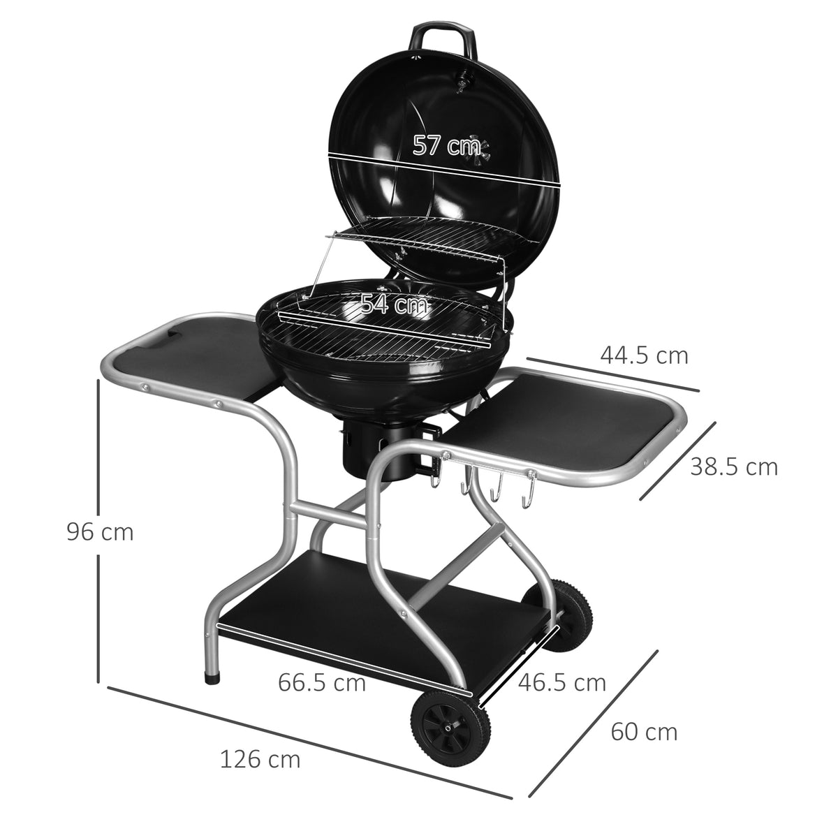 Outsunny Portable Charcoal Kettle Grill in Black