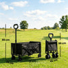 Outsunny 60L Foldable Festival Trolley on Wheels, Collapsible Wagon Cart with Drop-Down Tailgate, Adjustable Handle, Black
