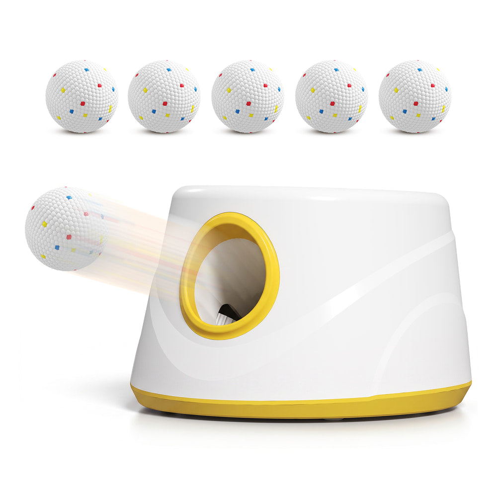 PawHut Automatic Dog Ball Launcher, Dog Thrower Machine with 6PCS 2.3" ETPU alls, 3 Adjustable Distance(20/33/46ft) & Random Mode