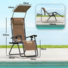 Outsunny Zero Gravity Lounger Chair Set of 2, Folding Reclining Patio Chair with Shade Cover, Cup Holder, Soft Cushion and Headrest for Poolside, Camping, Coffee
