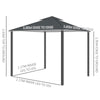 Outsunny 3 x 3 m Garden Gazebo Double√Ç Roof Marquee Patio Wedding Party Tent Canopy Shelter with Sidewalls, (Dark Grey)