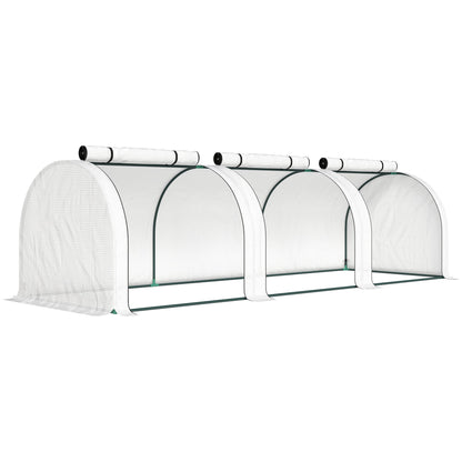 Outsunny 295  x 100 cm Low Tunnel Greenhouse - White