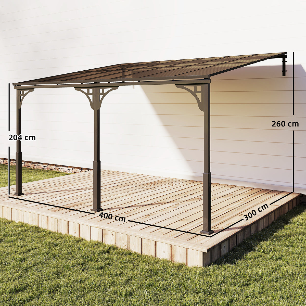 Outsunny Metal Lean-to Pergola in Brown