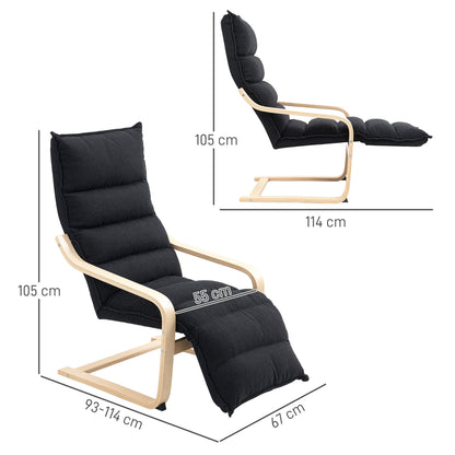 HOMCOM Curved Wooden Accent Chair in Black