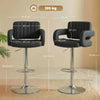 HOMCOM Bar Stools Adjustable Swivel Kitchen Chairs with Backrest Armrest Set of 2 PU Leather Black