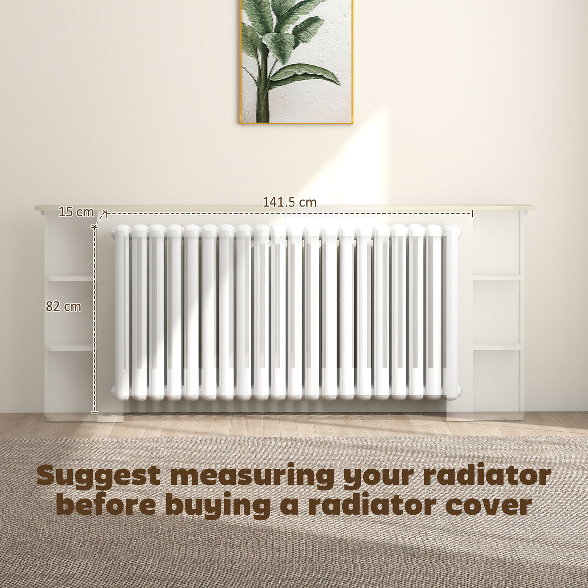 HOMCOM Radiator Cover with Open Storage Shelves in White
