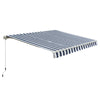 Outsunny Manual Retractable Awning, 3x2.5 m-Blue/White Stripes