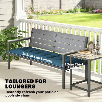 وسادة كرسي استرخاء من أوت ساني، وسادة كرسي فناء من الميموري فوم مع أربطة، وسادة مقعد خارجية تناسب كرسي استرخاء 190 × 60 سم، أزرق