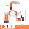 AIYAPLAY 7 in 1 Toddler Slide Set with Basketball Hoop, Climbing Frame, Telescope, Drawing Board, Storage Box, Orange