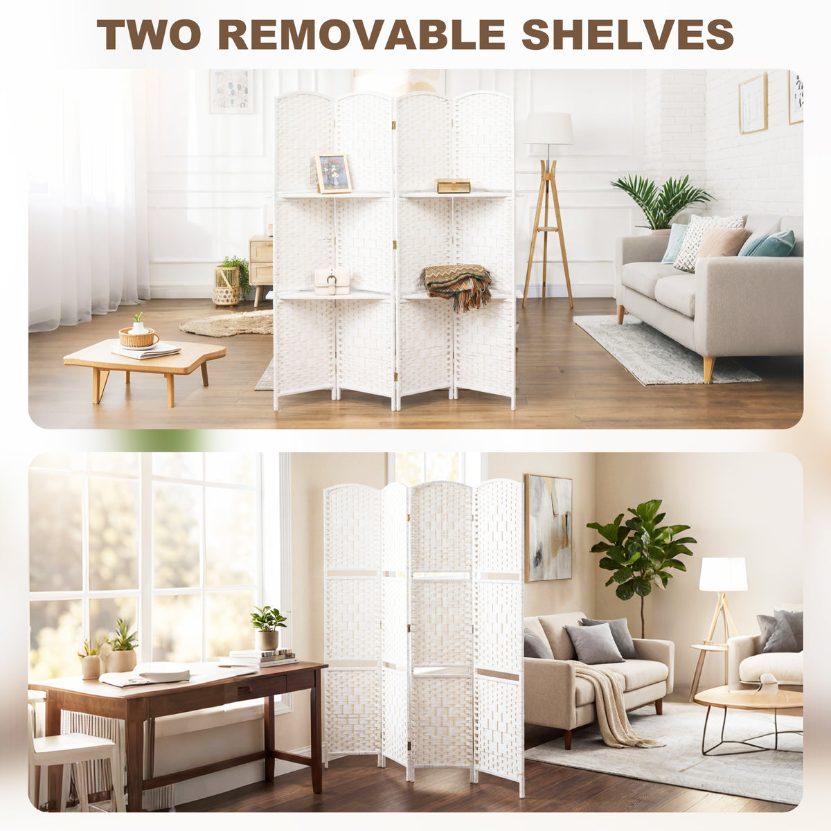 HOMCOM Freestanding Privacy Screen in White