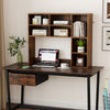 Desktop Bookshelf with 3 Adjustable Shelves and Open Compartment-Rustic Brown