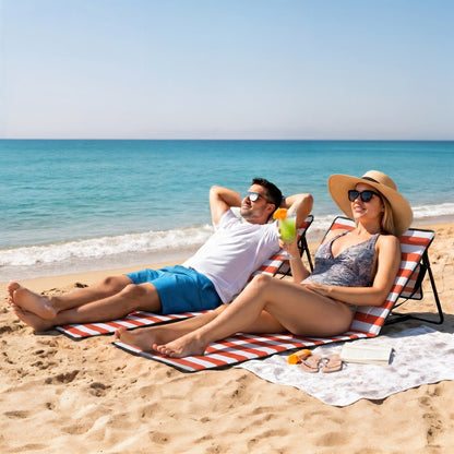 Outsunny Set of 2 Foldable Garden Beach Chair Mat in Black and Red and White