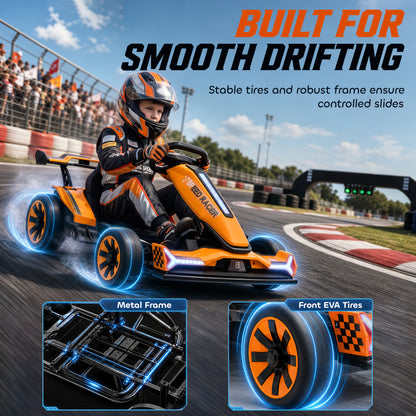 AIYAPLAY 24V Electric Go Kart in Orange