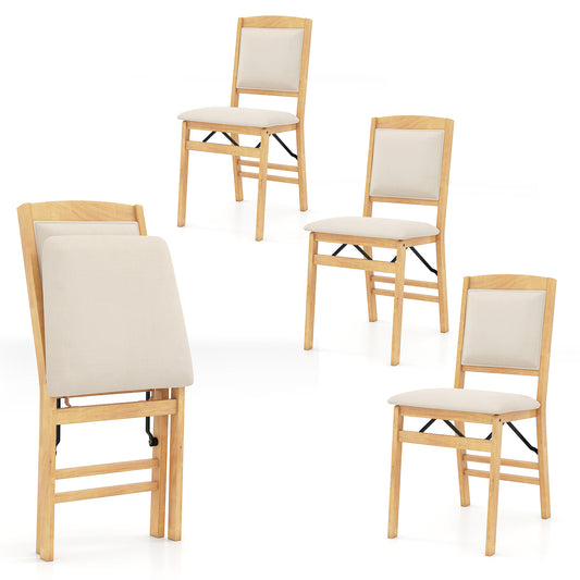 Dining Chair Set of 4 with padded seats and soft backrests in beige fabric