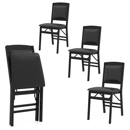 Dining Chair Set of 4 shown in a white studio space with one chair folded for storage