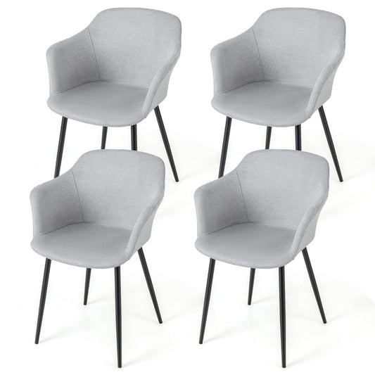 Dining Chairs Set of 4 with ergonomic backrest design and wide armrest in white