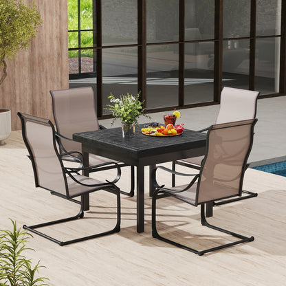 Patio Outdoor C-Spring Dining High-Back Chairs Set of 2-Grey