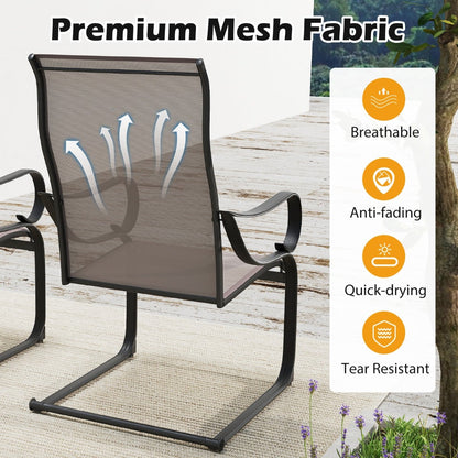 Patio Outdoor C-Spring Dining High-Back Chairs Set of 2-Grey