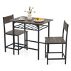 Dining Table Set for 2 with Metal Frame and Storage Rack-Grey