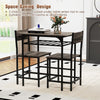 Dining Table Set for 2 with Metal Frame and Storage Rack-Grey