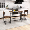 Dining Table Set for 2 with Metal Frame and Storage Rack-Rustic Brown
