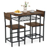 Dining Table Set for 2 with Metal Frame and Storage Rack-Rustic Brown