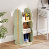 360° Display Corner Book Shelf with Side Hooks for Small Space-Green