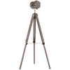 HOMCOM Industrial Tripod Floor Lamp, Nautical Searchlight with Adjustable Height, Wood Legs, E14 Lamp Base for Living Room, Bedroom, Grey and Bronze