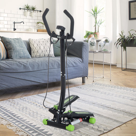 HOMCOM Twister Stepper, Step Machine w/ Resistance Bands, LCD Display and Handlebar, Steppers for Exercise Workout Home Gym Office
