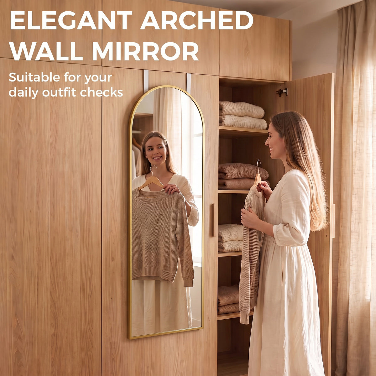 HOMCOM Full Length Hanging Mirror in Gold Tone