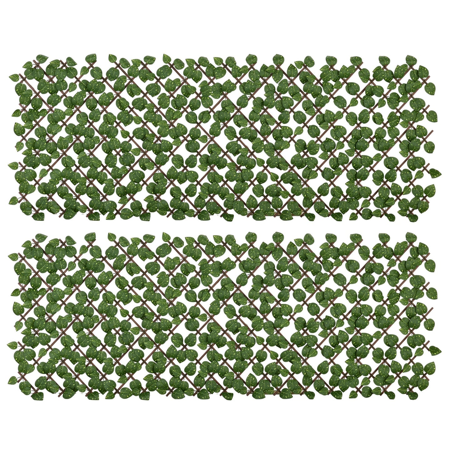 Outsunny Set of 2 Expandable Artificial Trellis Hedges - Realistic Leaf Privacy Screen, 2 x 1 m