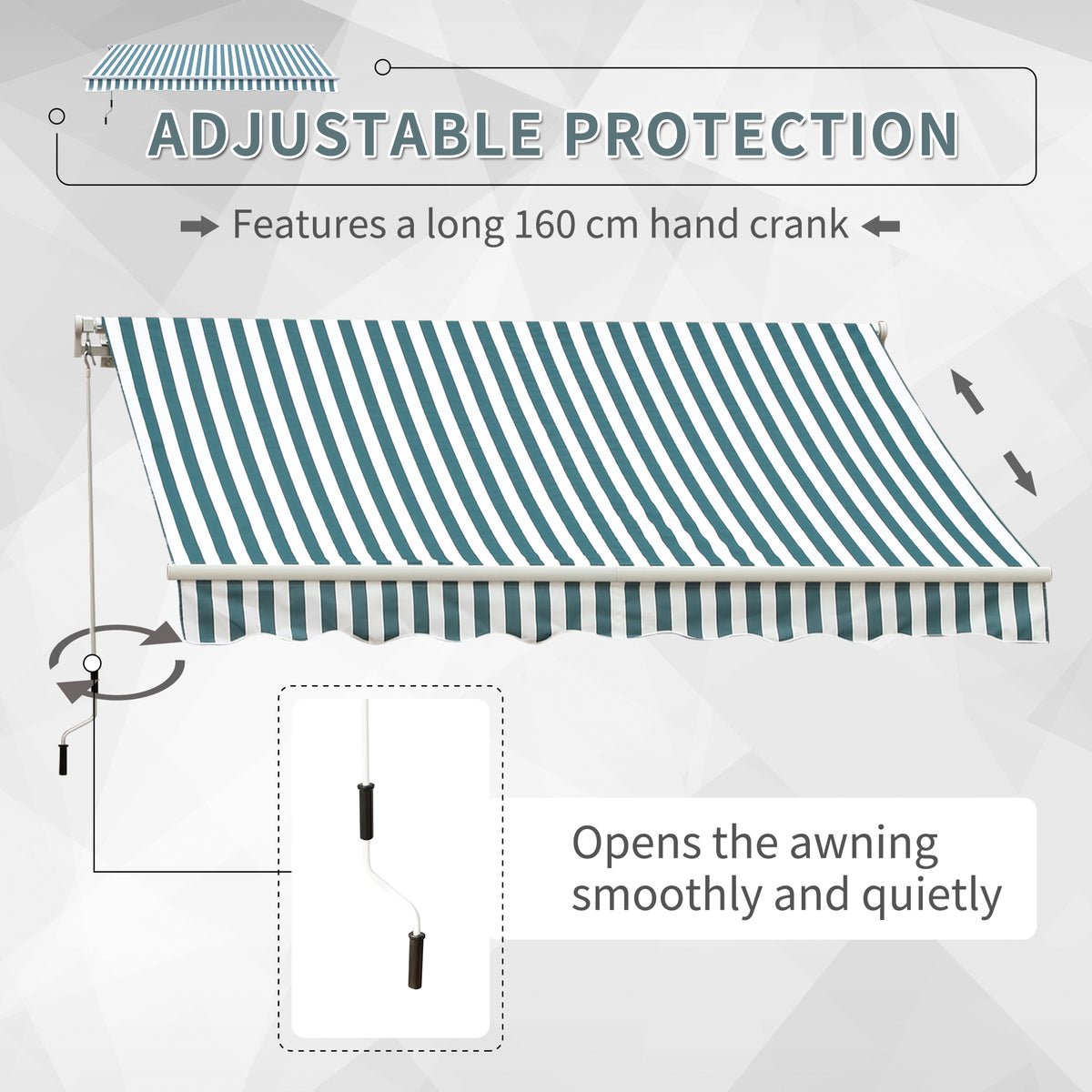Outsunny Manual Retractable Awning in Green and White