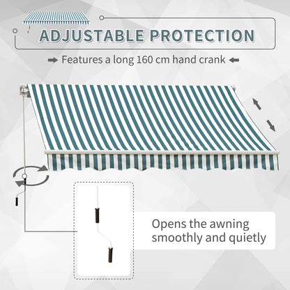 Outsunny Manual Retractable Awning in Green and White