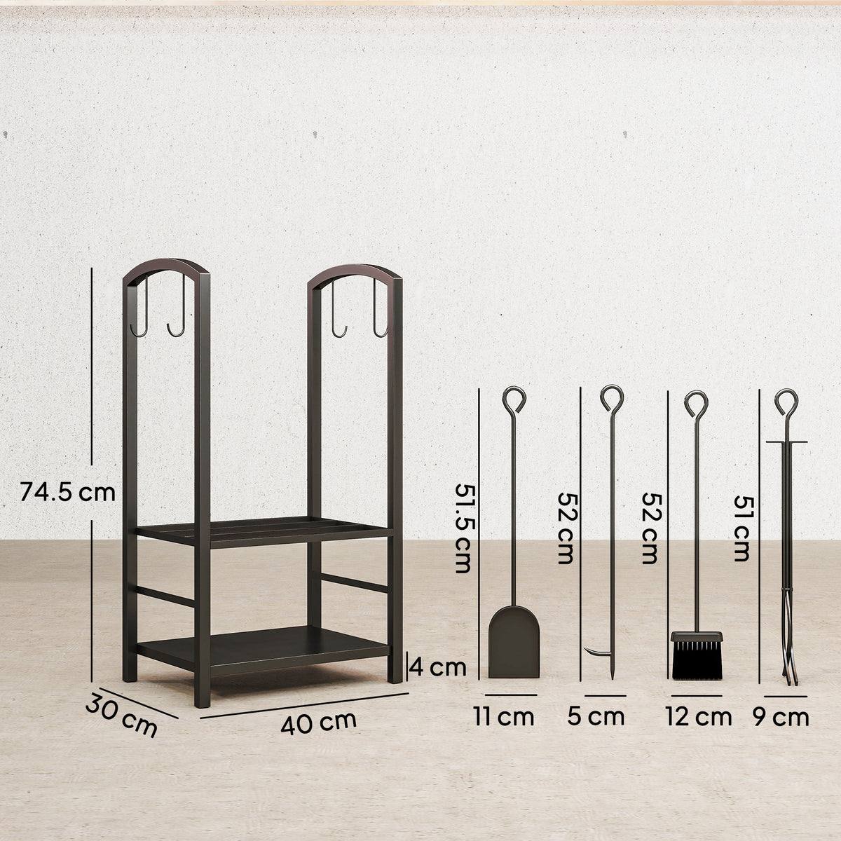 Outsunny Metal Firewood Log Holder in Black