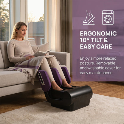 HOMCOM 2 in 1 Foot and Calf Massager with Heat, Air Compression, Timer, 3 Modes & Intensities, Purple and Black