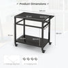 Double-Shelf Movable BBQ Cart with 4 Lockable Wheels and Side Handle-Black