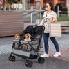 Double Pet Stroller Foldable Twin Dog Walk Jogger with 2-seater Carrier-Grey