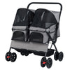 Double Pet Stroller Foldable Twin Dog Walk Jogger with 2-seater Carrier-Grey