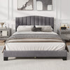 Modern Upholstered Bed Frame with Headboard and Wooden Slat Support-Double Size