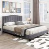 Modern Upholstered Bed Frame with Headboard and Wooden Slat Support-Double Size