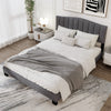 Modern Upholstered Bed Frame with Headboard and Wooden Slat Support-Double Size