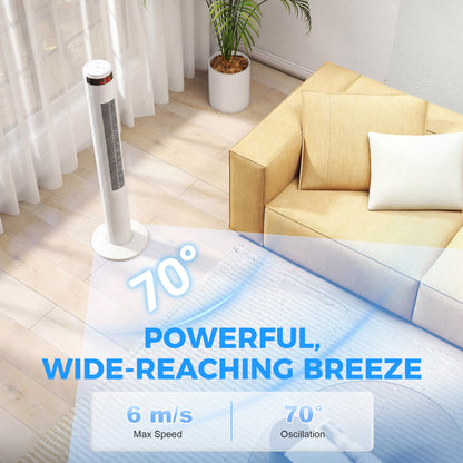 HOMCOM Oscillating Tower Fan Remote Control 3 Speed Modes Cooling Machine in White