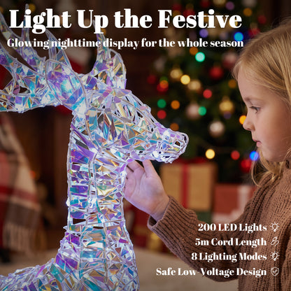 Outsunny 3-Piece Lighted Reindeer Family Set in Silver