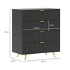 HOMCOM Elegant Four-Drawer Bedside Table - Black