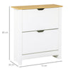 HOMCOM Narrow Shoe Cabinet, Space Saving Shoe Storage Cabinet with 2 Flip Drawers and Adjustable Shelves for 6-12 Pairs of Shoes for Hallways and Living Room, White