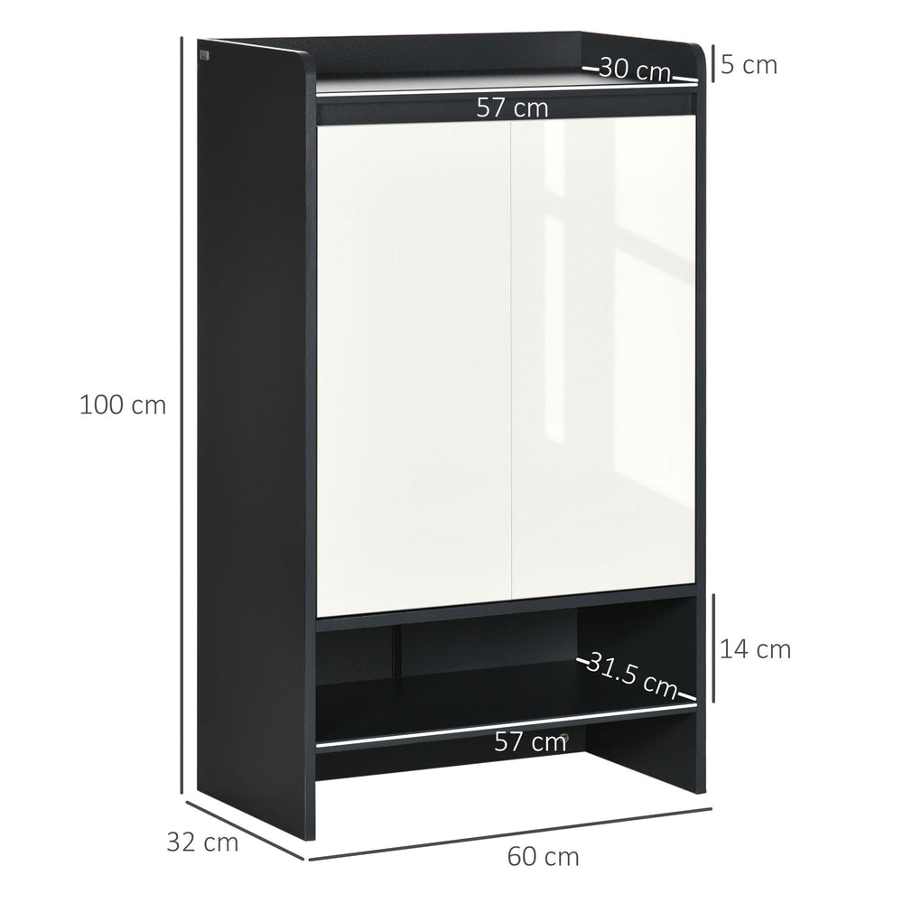 HOMCOM High Gloss Shoe Cabinet in Grey